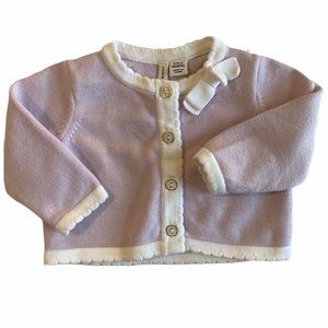 Janie and Jack Cardigan Bow Sweater Lavender Purple/white 0-3mo